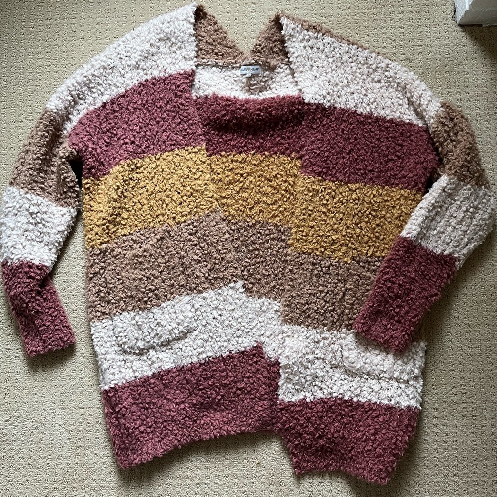 Woven Heart Multi Colored Oversized Cardigan - image 1